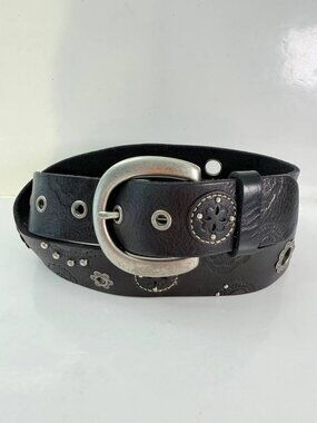 Fossil Leather Belt – Unique Studded Design – Brown – 102 cm
